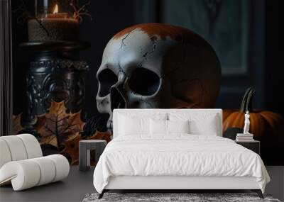 Spooky Halloween decoration idea with a skull Halloween Wall mural