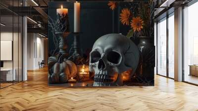 Spooky Halloween decoration idea with a skull Halloween Wall mural