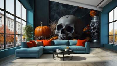 Spooky Halloween decoration idea with a skull Halloween Wall mural