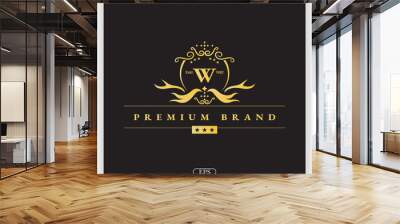 Letter w golden logo premium elegant template vector eps 10 Wall mural