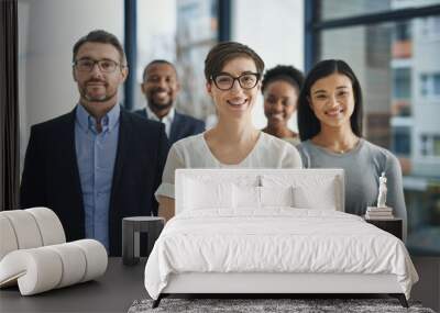 a proud, confident and diverse team of lawyers standing in an office or a law firm. portrait of a ha Wall mural