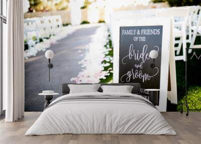 bride and groom aisle seating sign at ceremony Wall mural