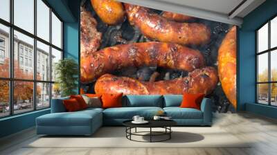 sausages on the grill Wall mural