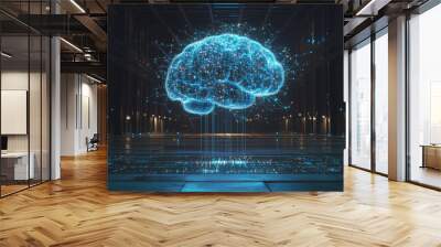 Digital Brain in Cyberspace Wall mural