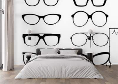 Glasses and Sunglasses silhouettes Wall mural