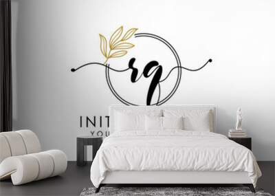 RQ Luxury initial handwriting logo with flower template, logo for beauty, fashion, wedding, photography Wall mural