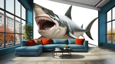 Angry Shark Isolated on Transparent Background - Generative AI
 Wall mural