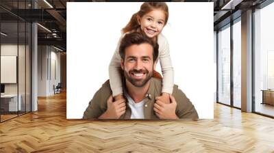 father and daughter piggy back ride isolated on transparent background Wall mural