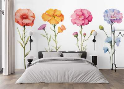 Flower Set Watercolor Style Isolated on Transparent Background
 Wall mural