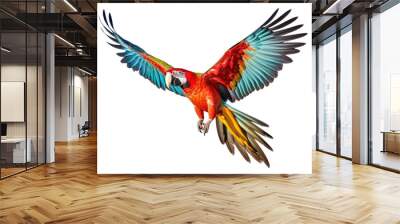 Macaw Parrot Flying Isolated on Transparent Background - Generative AI
 Wall mural