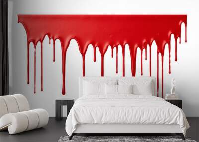 Red Paint Dripping On Wall Isolated on Transparent Background
 Wall mural