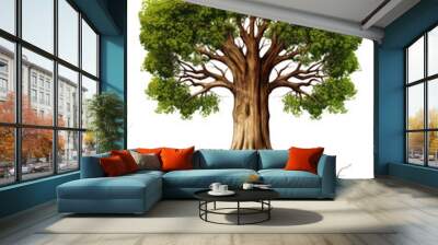 Tree With Root System Isolated on Transparent Background - Generative AI
 Wall mural