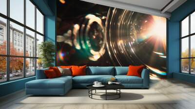 Lense flare overlay on black background design element Wall mural