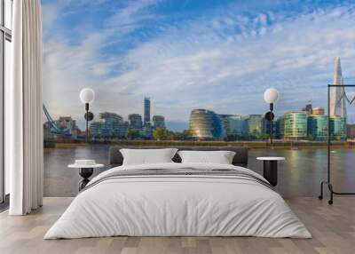 London - The panorama with the Tower bridge Town hall and riverside in the morning light. Wall mural