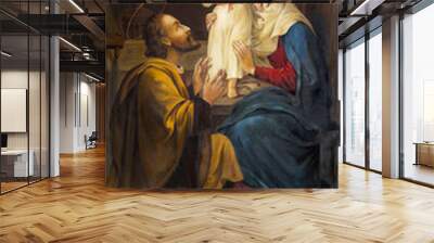 parma, italy - april 16, 2018: the painting of holy family in church chiesa di san benetetto by unkn Wall mural