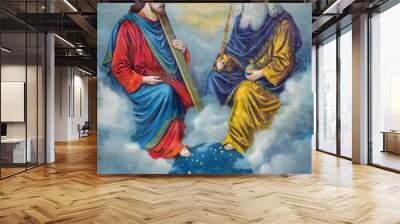 Typical catholic image of Holy Trinity printed in Germany from the end of 19. cent. Wall mural