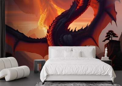 dragon in the night Wall mural