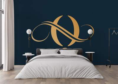 Luxury letter q logo template in gold color. Modern trendy initial luxury q letter logo design. Royal premium letter q logo design vector template. Wall mural