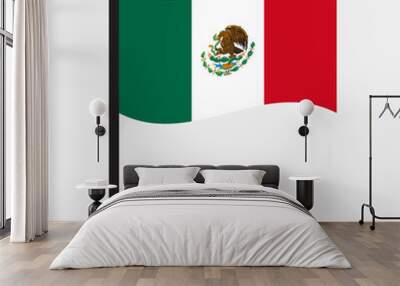 Mexico waving flag on flagpole. icon vector illustration. Wall mural