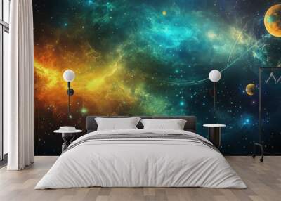 A Celestial Landscape with Two Planets and Cosmic Dust Wall mural