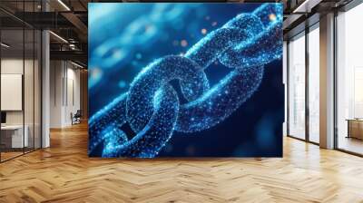 A Close-Up of a Blue, Glowing, Connected Chain Wall mural