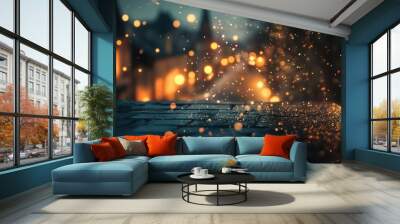 Abstract Blurred Background with Golden Lights and Glitter Wall mural