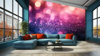 Abstract Purple and Pink Glitter Background with Defocused Lights Wall mural