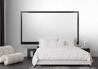 Black Flat Screen Television with Blank White Display Wall mural