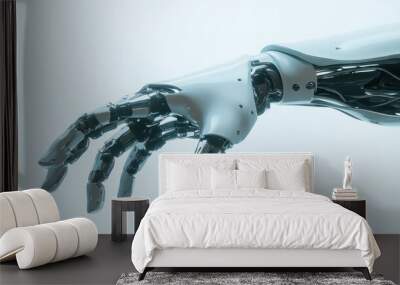 Close-up of a Metallic Robotic Hand with Articulated Fingers Wall mural