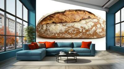 Crusty sourdough bread loaf with a cracked and textured surface Wall mural