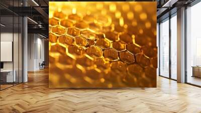 Golden Honeycomb Pattern Close-Up Wall mural