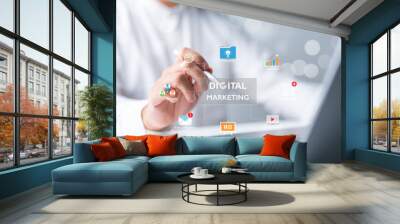 Digital marketing for online platform. SEO to boost website visibility, unleash online potential, attract organic traffic, and dominate search engine ranking with optimization technique strategy. Wall mural