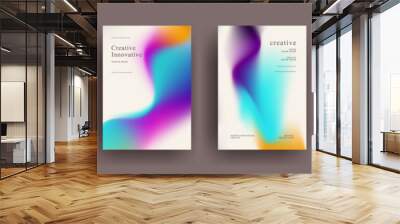 abstract gradient background template vector. Minimalist style posters cover with pastel colorful geometric shapes. Modern wallpaper design for social media, brochure, flyer, banner Wall mural