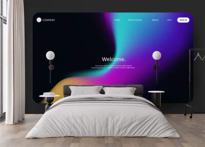 Abstract wave futuristic design of landing page. retro gradient mesh website design Wall mural