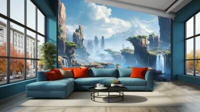 Beautiful and Stunning Waterfalls Landscape Wall mural