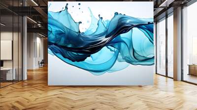 Blue Water Splash Effect. Blue Liquid Floating in the Air Wall mural