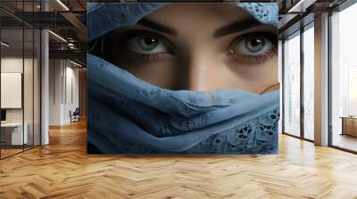 Close-up photo of a beautiful Arabic woman in hijab with Stunning Eyes Wall mural