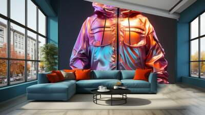 Iridescent Metallic Jacket with Glow and Shiny Effect Wall mural