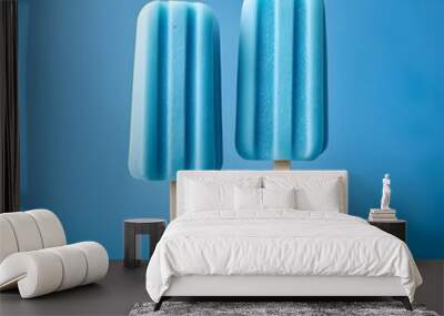 Popsicle Ice Cream on blue Background. Delicious and Refreshing Stick Ice Cream Wall mural