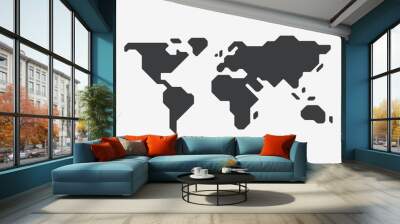 World Map Simple Minimal Flat Design Icon Wall mural