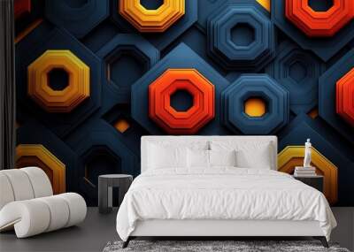 Abstract background with modern geometric octagons creating illusion Wall mural