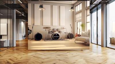 Modern studio music interior design, generated by AI Wall mural