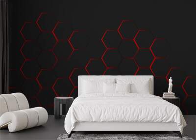 polygonal abstract background black and light red Wall mural