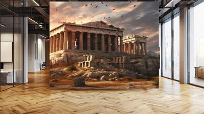 temple of the goddess athena Greek Parthenon, generated by ai Wall mural