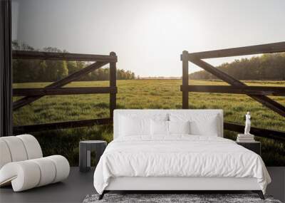 wood field fence  Wall mural