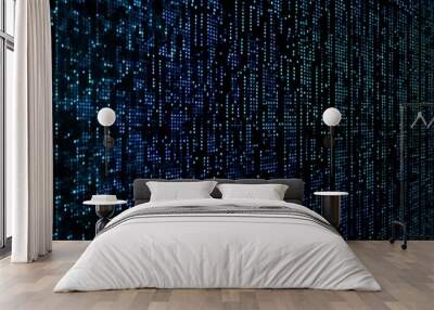 A seamless texture of binary code streams, featuring zeros and ones in a matrix-like formation,  Wall mural