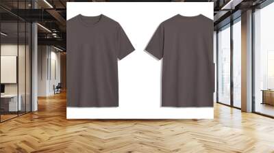 Mockup of a charcoal gray t shirt isolated on a white background. Front and back view. Wall mural