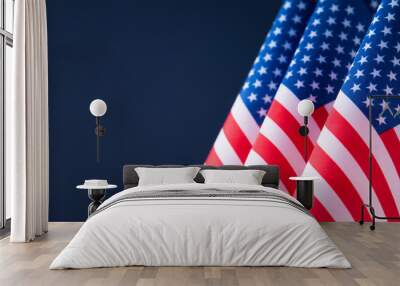 Flags of the United States of America against blue background with copy space	 Wall mural