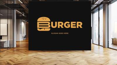 Creative burger lettering logo design vector. Label for menu design restaurant or cafe Wall mural