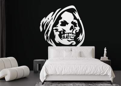 Grim reaper the killer face logo design vector isolated on black background Wall mural